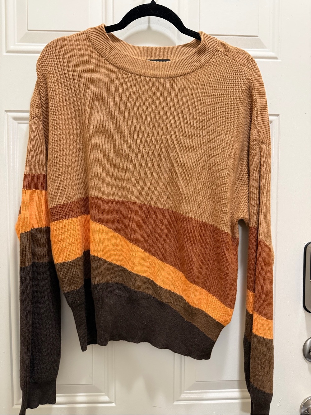 Prana Knit Scoop Neck Sweater in Tan, Orange & Brown
